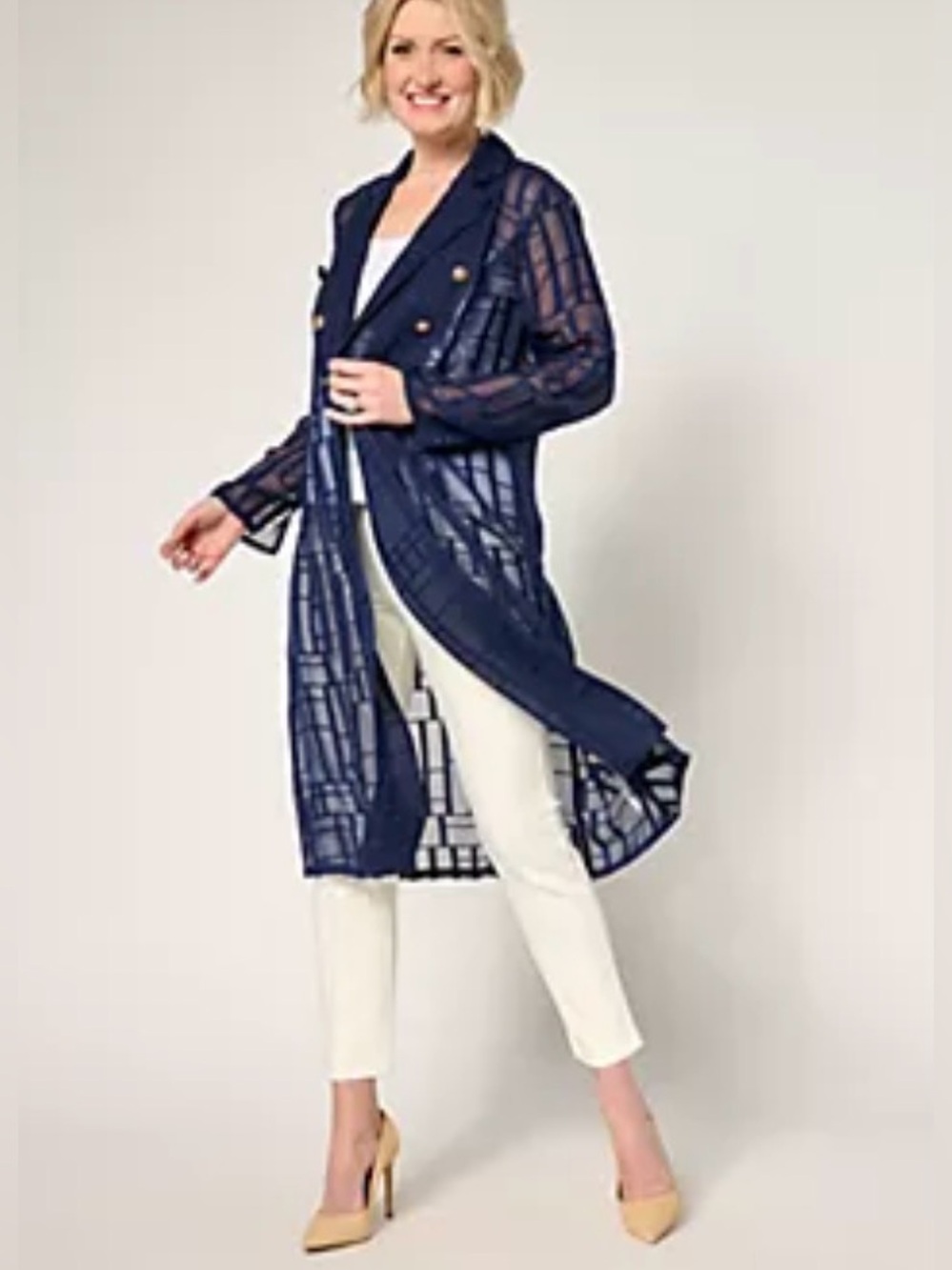 Dennis Basso Navy Sheer Topper NWT MSRP-$119